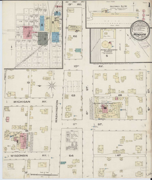 Mendota Illinois 1885 - Fire Insurance Index - Old Map Reprint