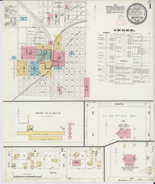 Mendota Illinois 1897 - Fire Insurance Index - Old Map Reprint