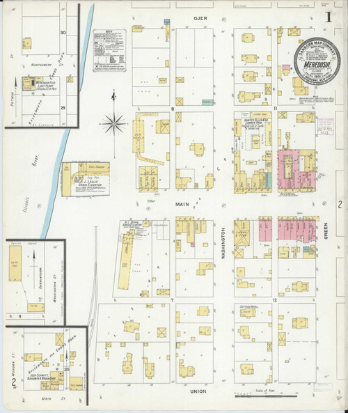 Meredosia Illinois 1905 - Fire Insurance Index - Old Map Reprint