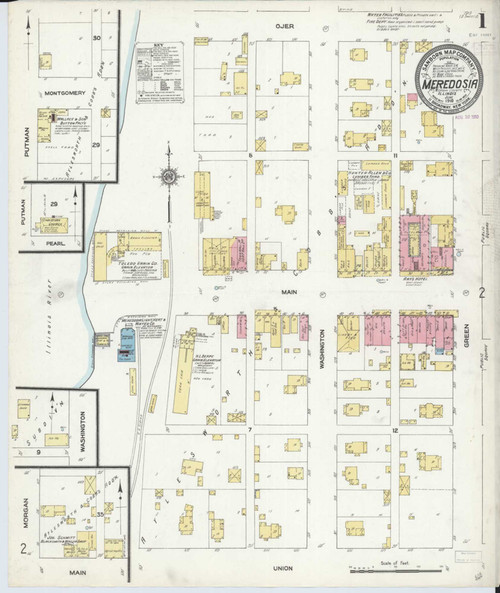 Meredosia Illinois 1910 - Fire Insurance Index - Old Map Reprint
