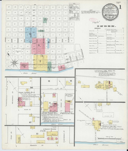 Metropolis Illinois 1892 - Fire Insurance Index - Old Map Reprint