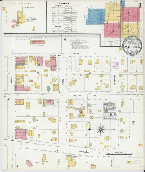 Milford Illinois 1906 - Fire Insurance Index - Old Map Reprint