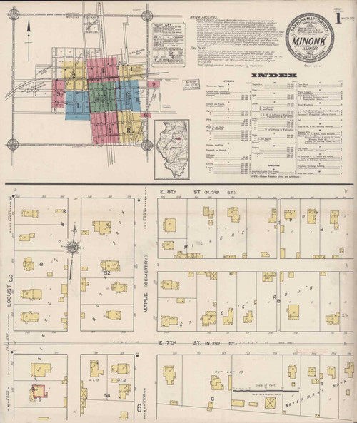 Minonk Illinois 1922 - Fire Insurance Index - Old Map Reprint
