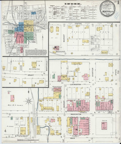 Monticello Illinois 1899 - Fire Insurance Index - Old Map Reprint