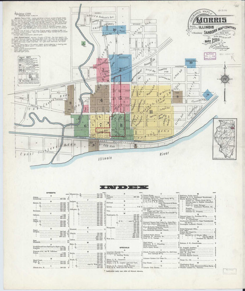 Morris Illinois 1916 - Fire Insurance Index - Old Map Reprint