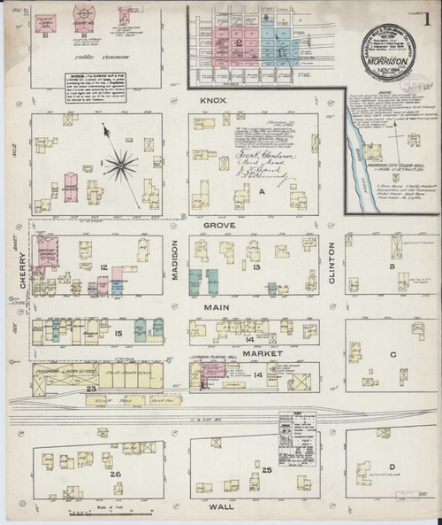 Morrison Illinois 1884 - Fire Insurance Index - Old Map Reprint