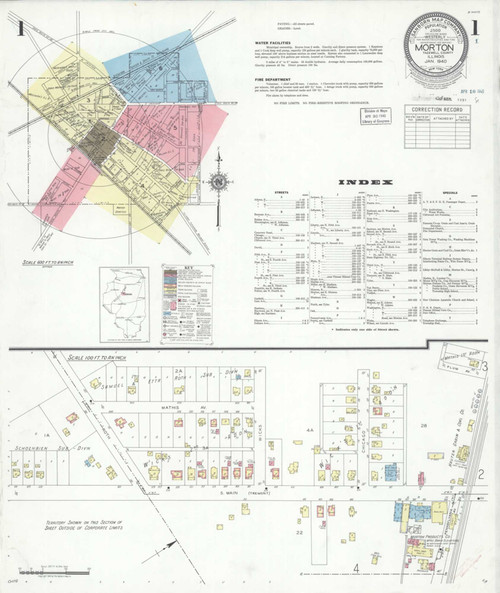 Morton Illinois 1940 - Fire Insurance Index - Old Map Reprint