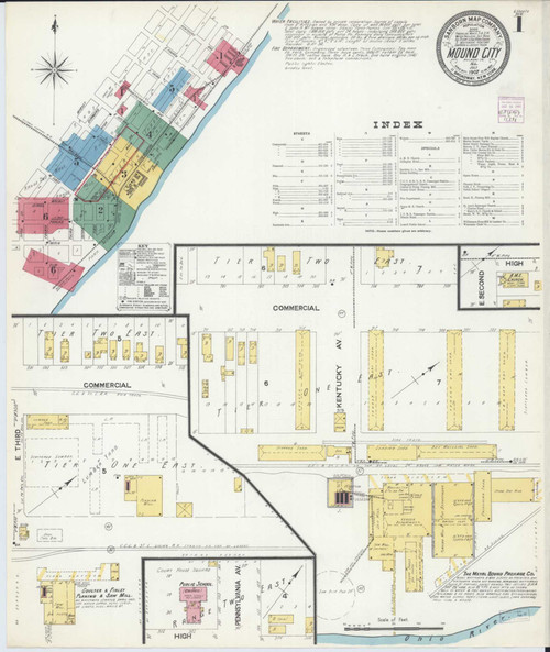 Mound City Illinois 1907 - Fire Insurance Index - Old Map Reprint
