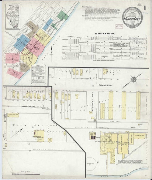 Mound City Illinois 1914 - Fire Insurance Index - Old Map Reprint