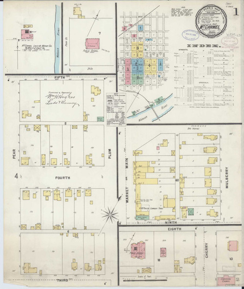 Mount Carmel Illinois 1897 - Fire Insurance Index - Old Map Reprint