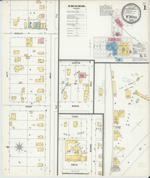 Mount Morris Illinois 1893 - Fire Insurance Index - Old Map Reprint