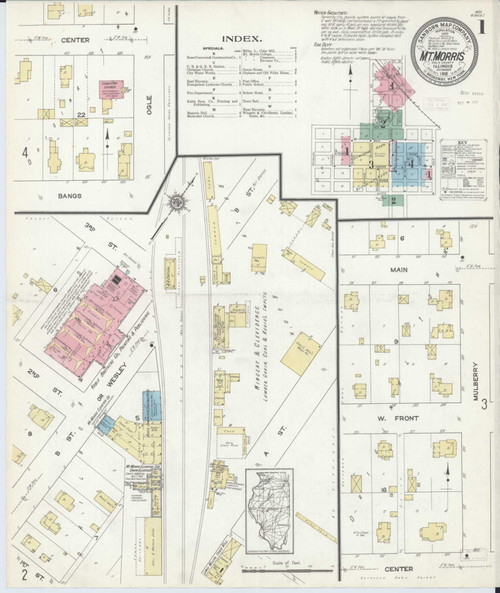 Mount Morris Illinois 1912 - Fire Insurance Index - Old Map Reprint