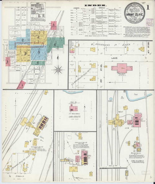 Mount Olive Illinois 1905 - Fire Insurance Index - Old Map Reprint