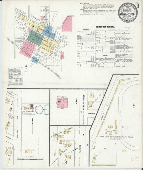 Mount Sterling Illinois 1910 - Fire Insurance Index - Old Map Reprint