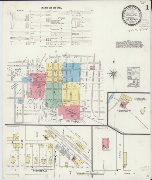 Mount Vernon Illinois 1897 - Fire Insurance Index - Old Map Reprint