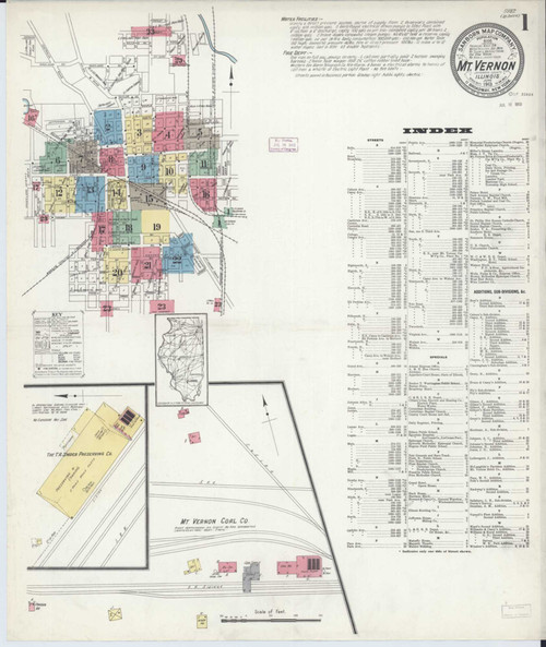 Mount Vernon Illinois 1913 - Fire Insurance Index - Old Map Reprint