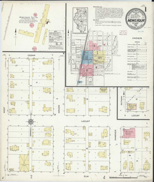 Moweaqua Illinois 1914 - Fire Insurance Index - Old Map Reprint