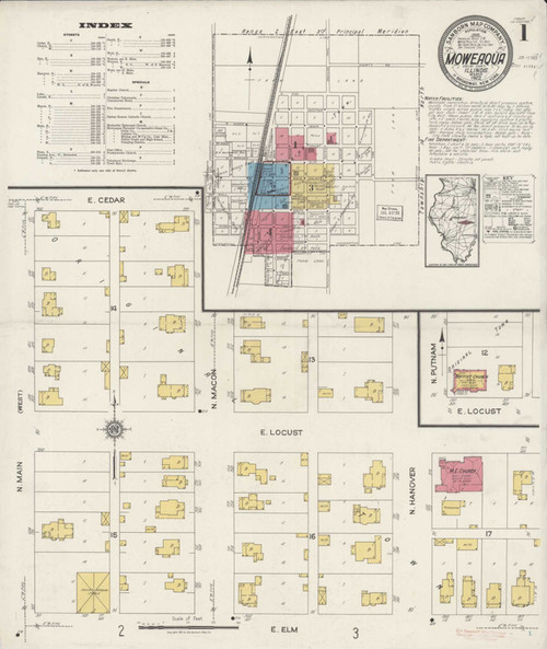 Moweaqua Illinois 1922 - Fire Insurance Index - Old Map Reprint