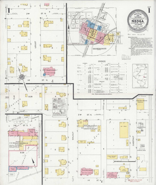 Neoga Illinois 1930 - Fire Insurance Index - Old Map Reprint