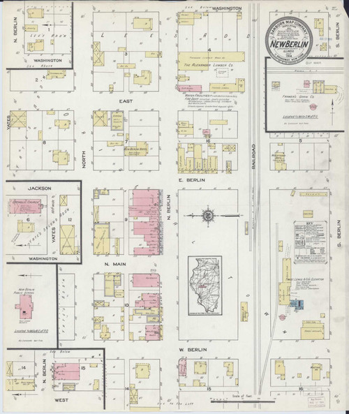 New Berlin Illinois 1914 - Fire Insurance Index - Old Map Reprint