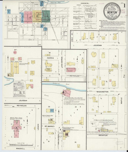 Newton Illinois 1910 - Fire Insurance Index - Old Map Reprint