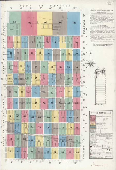 Oak Park Illinois 1908 - Fire Insurance Index - Old Map Reprint