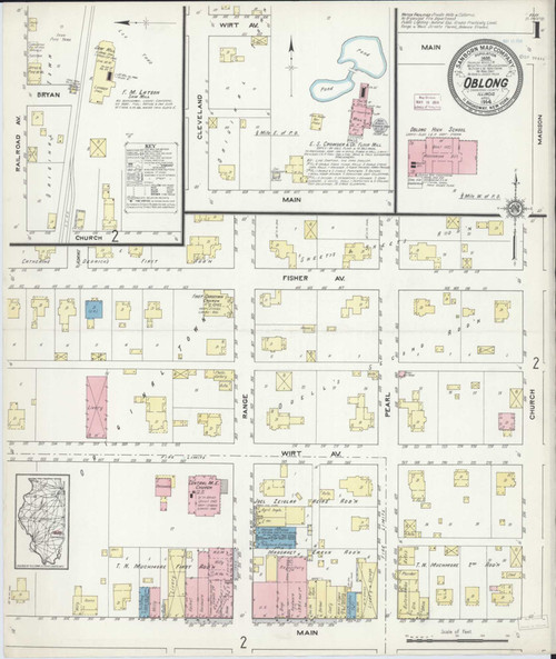 Oblong Illinois 1914 - Fire Insurance Index - Old Map Reprint