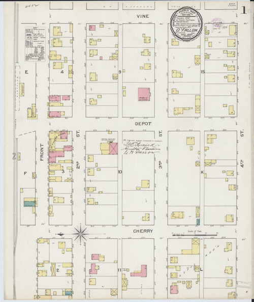 O'Fallon Illinois 1893 - Fire Insurance Index - Old Map Reprint