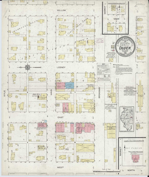 Ogden Illinois 1914 - Fire Insurance Index - Old Map Reprint