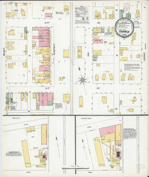 Onarga Illinois 1901-07 - Fire Insurance Index - Old Map Reprint