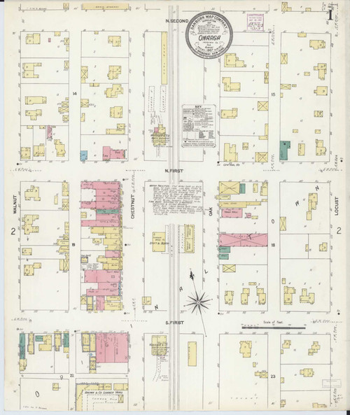 Onarga Illinois 1907 - Fire Insurance Index - Old Map Reprint