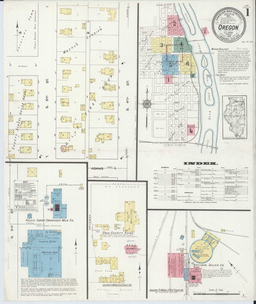 Oregon Illinois 1913 - Fire Insurance Index - Old Map Reprint