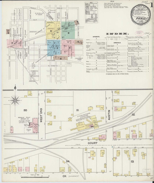 Paris Illinois 1890 - Fire Insurance Index - Old Map Reprint