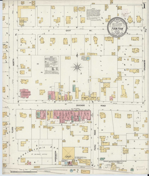 Paw Paw Illinois 1902 - Fire Insurance Index - Old Map Reprint