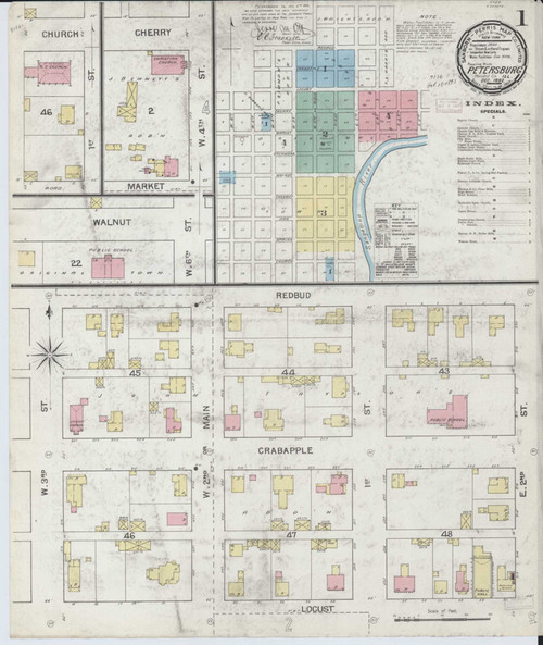 Petersburg Illinois 1892 - Fire Insurance Index - Old Map Reprint