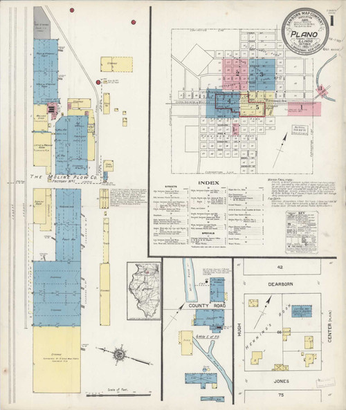 Plano Illinois 1921 - Fire Insurance Index - Old Map Reprint