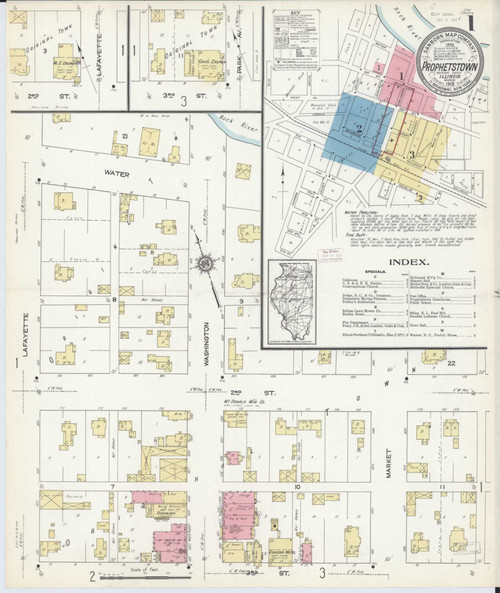 Prophetstown Illinois 1913 - Fire Insurance Index - Old Map Reprint