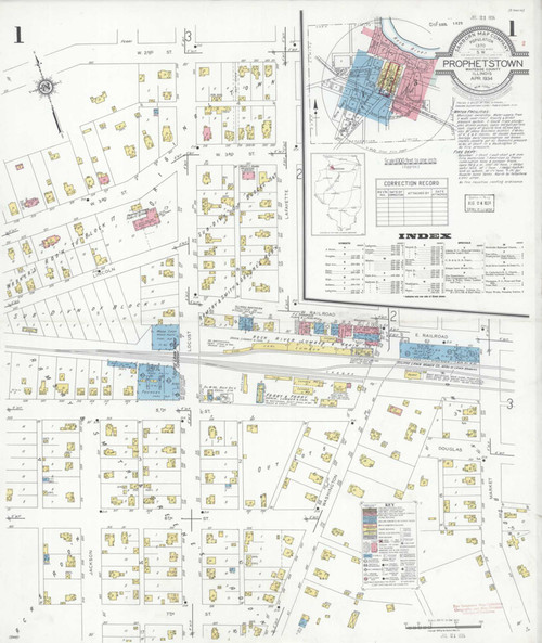 Prophetstown Illinois 1934 - Fire Insurance Index - Old Map Reprint