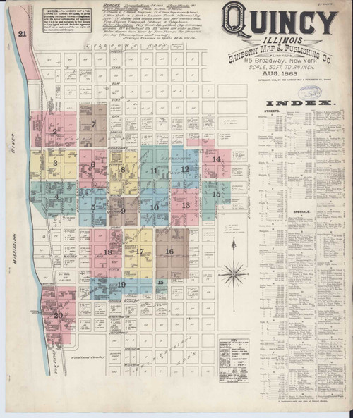 Quincy Illinois 1883 - Fire Insurance Index - Old Map Reprint