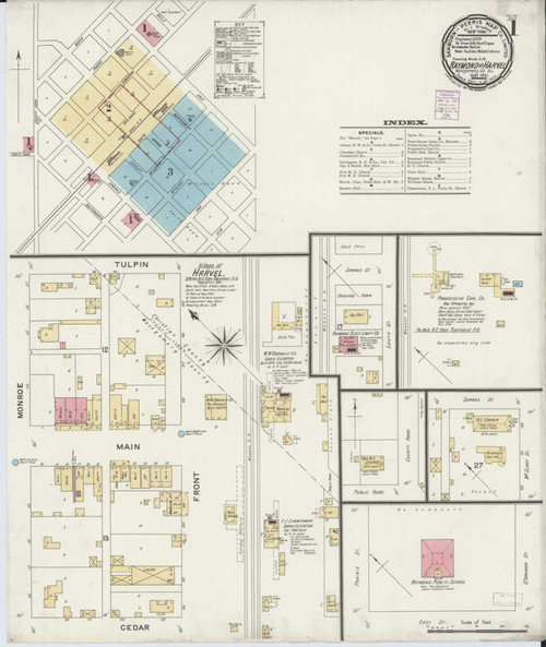 Raymond Illinois 1901 - Fire Insurance Index - Old Map Reprint