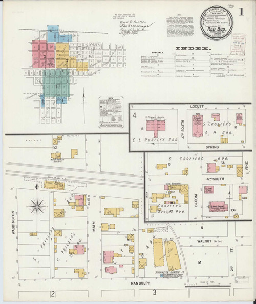 Red Bud Illinois 1900 - Fire Insurance Index - Old Map Reprint
