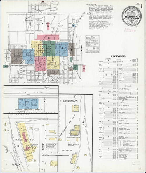 Robinson Illinois 1910 - Fire Insurance Index - Old Map Reprint