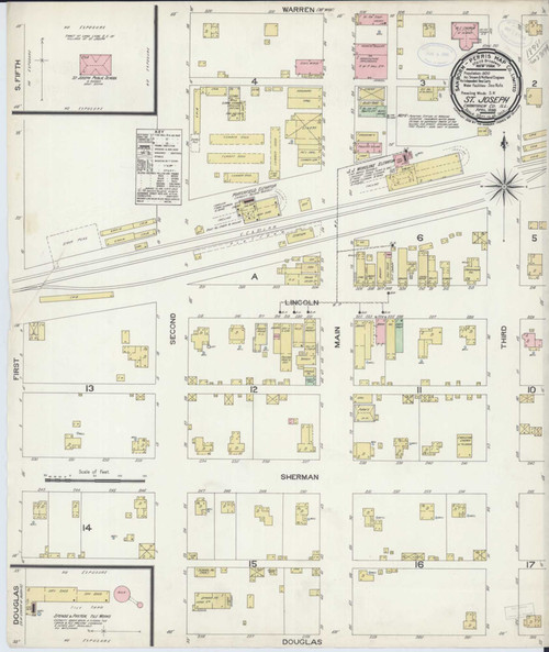 Saint Joseph Illinois 1898 - Fire Insurance Index - Old Map Reprint