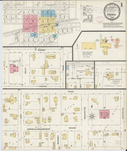Sandwich Illinois 1897 - Fire Insurance Index - Old Map Reprint