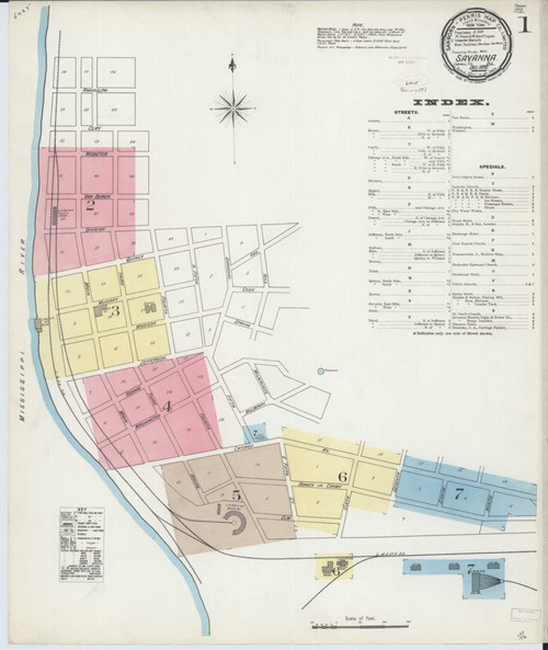 Savanna Illinois 1892 - Fire Insurance Index - Old Map Reprint