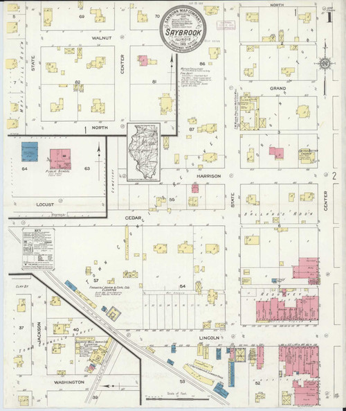 Saybrook Illinois 1913 - Fire Insurance Index - Old Map Reprint