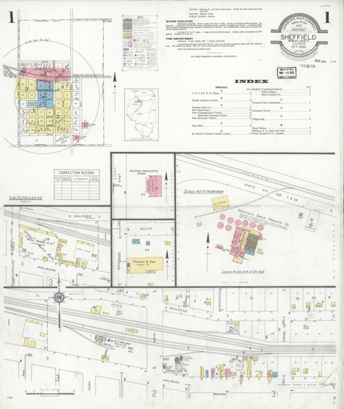 Sheffield Illinois 1932 - Fire Insurance Index - Old Map Reprint