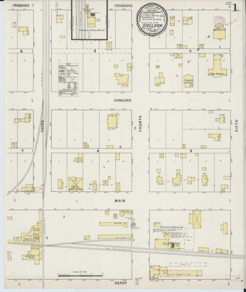 Sheldon Illinois 1895 - Fire Insurance Index - Old Map Reprint