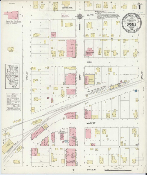 Sidell Illinois 1914 - Fire Insurance Index - Old Map Reprint