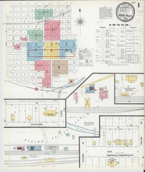 Spring Valley Illinois 1899 - Fire Insurance Index - Old Map Reprint